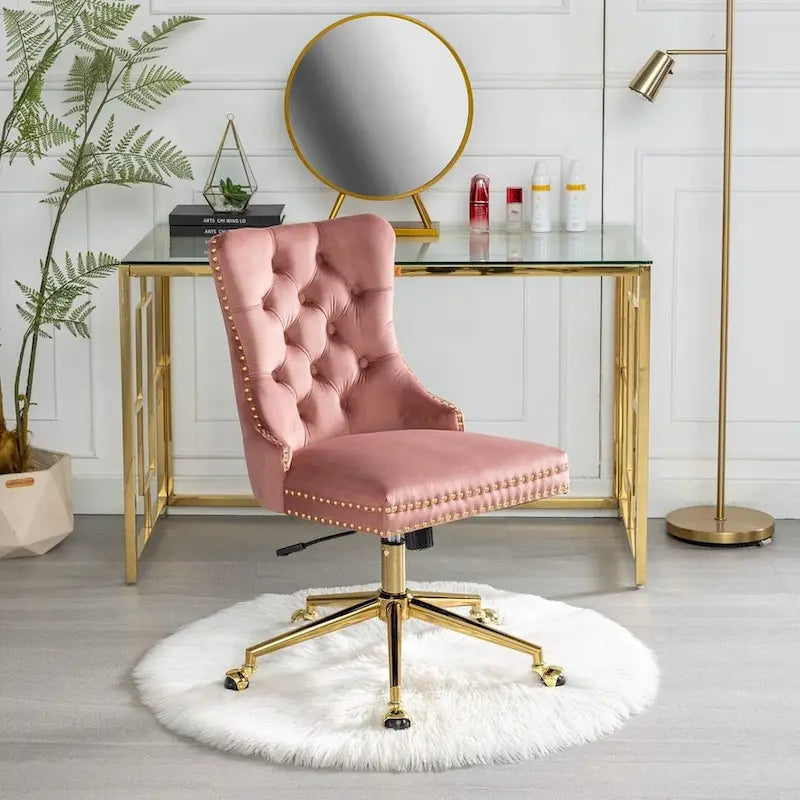 Silla giratoria de oficina tapizada en terciopelo beige / negro / rosa / gris, individual