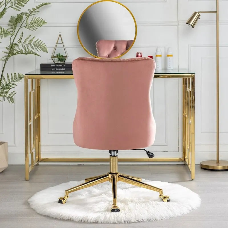 Silla giratoria de oficina tapizada en terciopelo beige / negro / rosa / gris, individual