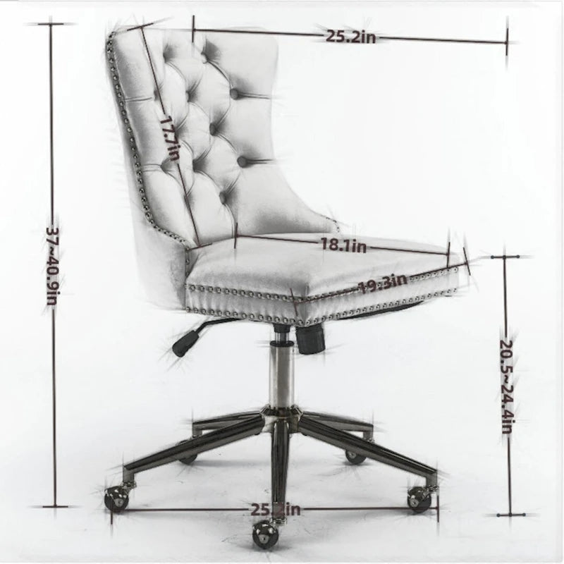 Silla giratoria de oficina tapizada en terciopelo beige / negro / rosa / gris, individual