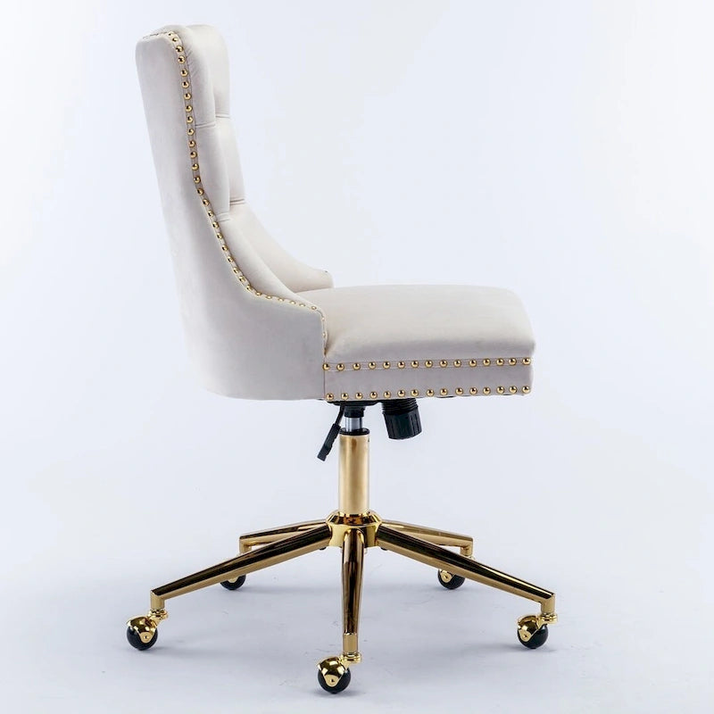 Silla giratoria de oficina tapizada en terciopelo beige / negro / rosa / gris, individual