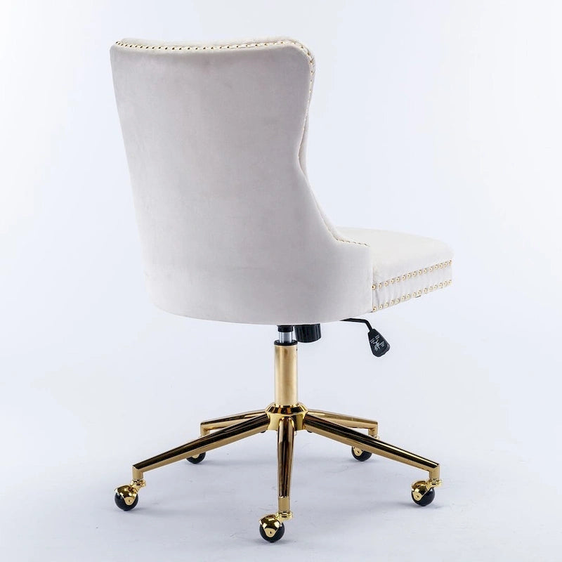 Silla giratoria de oficina tapizada en terciopelo beige / negro / rosa / gris, individual