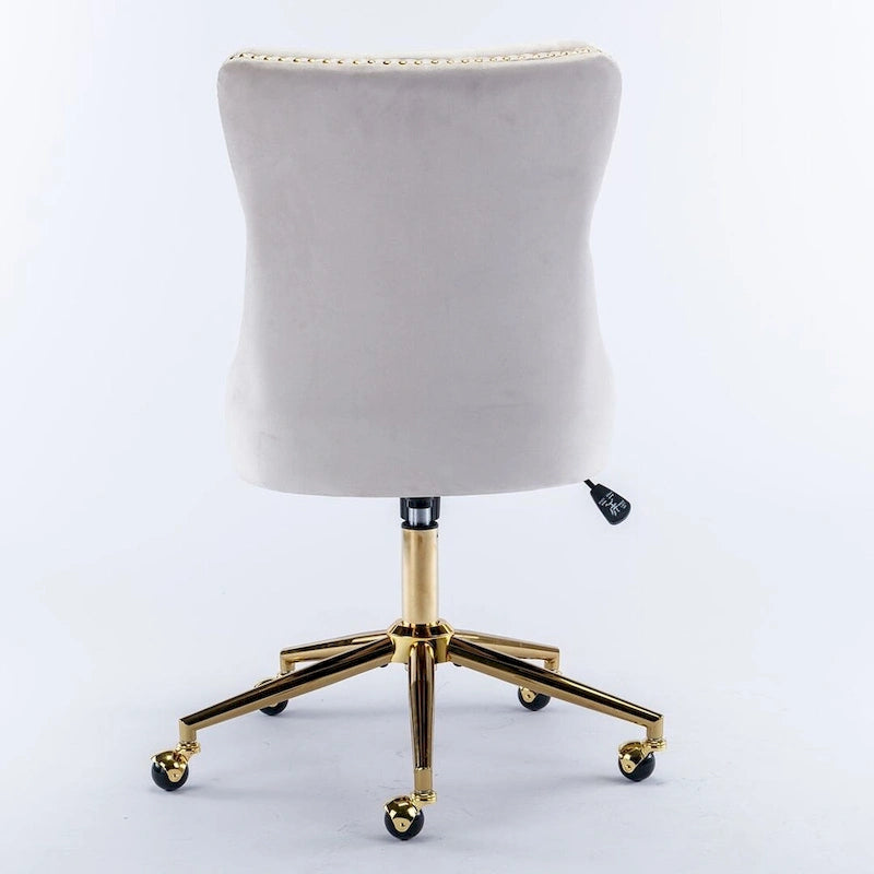 Silla giratoria de oficina tapizada en terciopelo beige / negro / rosa / gris, individual