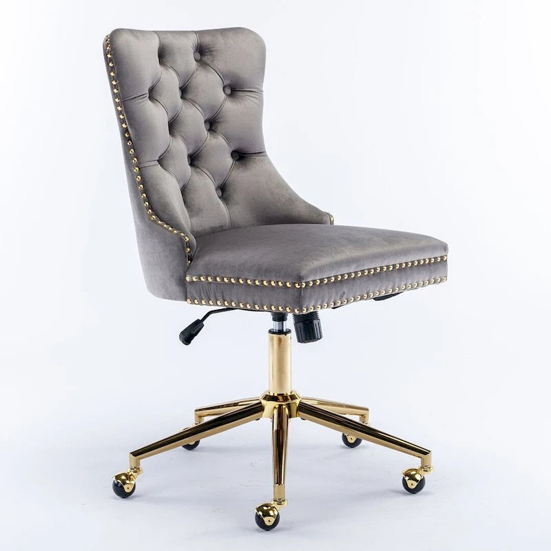 Silla giratoria de oficina tapizada en terciopelo beige / negro / rosa / gris, individual