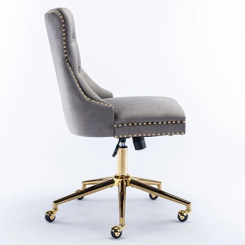 Silla giratoria de oficina tapizada en terciopelo beige / negro / rosa / gris, individual