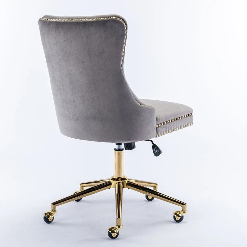 Silla giratoria de oficina tapizada en terciopelo beige / negro / rosa / gris, individual