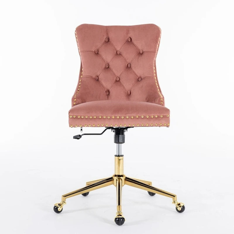 Silla giratoria de oficina tapizada en terciopelo beige / negro / rosa / gris, individual