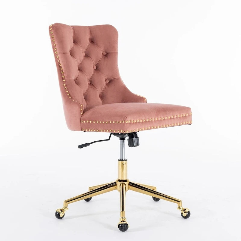 Silla giratoria de oficina tapizada en terciopelo beige / negro / rosa / gris, individual