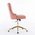 Silla giratoria de oficina tapizada en terciopelo beige / negro / rosa / gris, individual