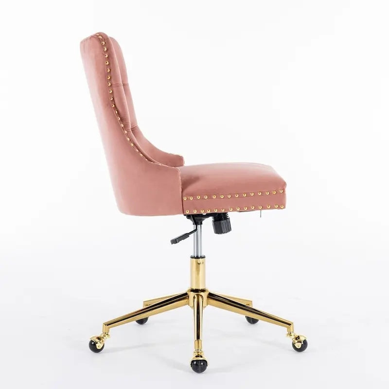 Silla giratoria de oficina tapizada en terciopelo beige / negro / rosa / gris, individual
