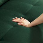 Sofá cama seccional en forma de L verde/gris con chaise de almacenamiento, capacidad para 3-4 personas