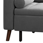 Sofá cama seccional en forma de L verde/gris con chaise de almacenamiento, capacidad para 3-4 personas