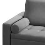 Sofá cama seccional en forma de L verde/gris con chaise de almacenamiento, capacidad para 3-4 personas