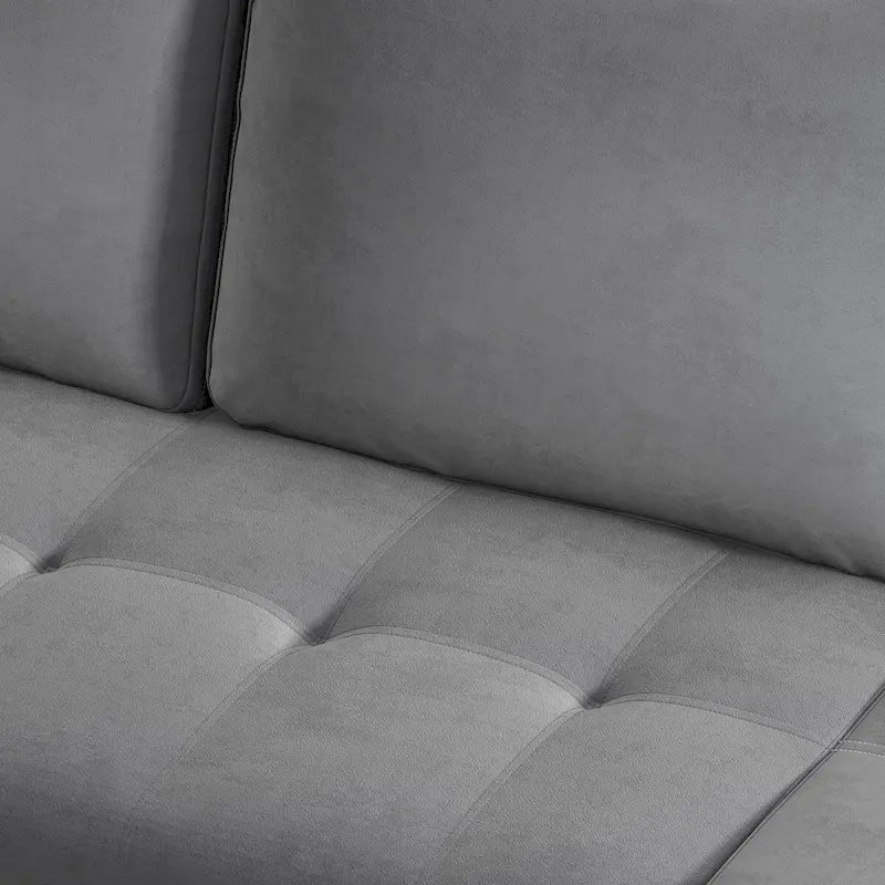 Sofá cama seccional en forma de L verde/gris con chaise de almacenamiento, capacidad para 3-4 personas