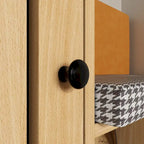 Zapatero de madera natural con banco y respaldo de PU, cojín de pata de gallo, para 1 persona, 120 cm