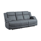Sofá reclinable manual doble azul, microfibra, 2 plazas