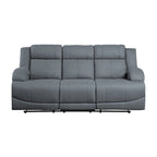 Sofá reclinable manual doble azul, microfibra, 2 plazas