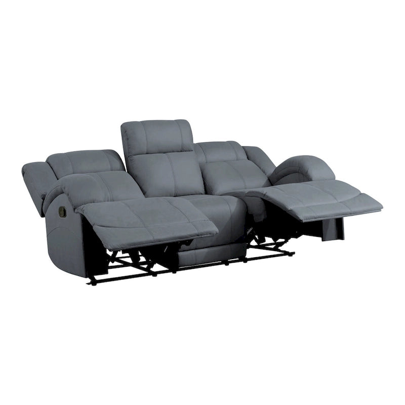 Sofá reclinable manual doble azul, microfibra, 2 plazas