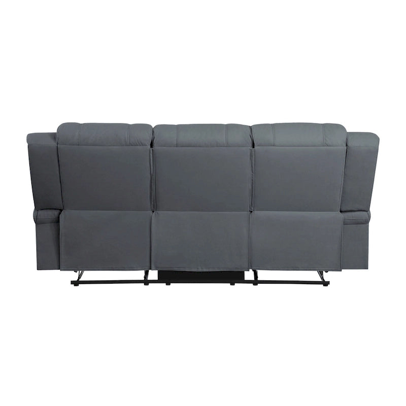 Sofá reclinable manual doble azul, microfibra, 2 plazas