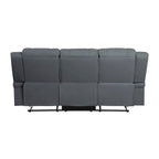Sofá reclinable manual doble azul, microfibra, 2 plazas