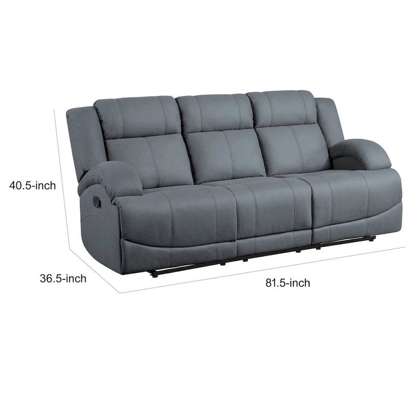 Sofá reclinable manual doble azul, microfibra, 2 plazas