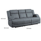 Sofá reclinable manual doble azul, microfibra, 2 plazas