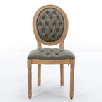Silla de comedor de madera maciza estilo francés con tachuelas – Verde oliva / Negro, Juego de 2