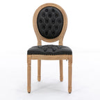 Silla de comedor de madera maciza estilo francés con tachuelas – Verde oliva / Negro, Juego de 2