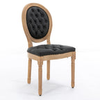 Silla de comedor de madera maciza estilo francés con tachuelas – Verde oliva / Negro, Juego de 2