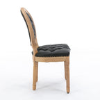 Silla de comedor de madera maciza estilo francés con tachuelas – Verde oliva / Negro, Juego de 2