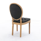 Silla de comedor de madera maciza estilo francés con tachuelas – Verde oliva / Negro, Juego de 2