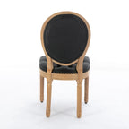 Silla de comedor de madera maciza estilo francés con tachuelas – Verde oliva / Negro, Juego de 2
