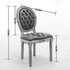 Silla de comedor de madera maciza estilo francés con tachuelas – Verde oliva / Negro, Juego de 2