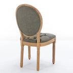 Silla de comedor de madera maciza estilo francés con tachuelas – Verde oliva / Negro, Juego de 2