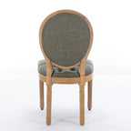 Silla de comedor de madera maciza estilo francés con tachuelas – Verde oliva / Negro, Juego de 2