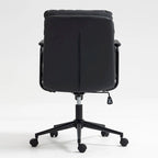 Sillón de oficina giratorio de piel sintética negra/marrón con reposabrazos acolchados, individual