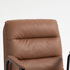 Sillón de oficina giratorio de piel sintética negra/marrón con reposabrazos acolchados, individual