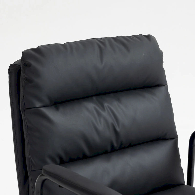 Silla de oficina giratoria negra/marrón con respaldo medio, reposabrazos y ruedas, 1 persona