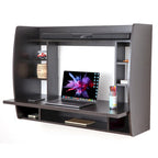 Versatile Wall Mount Floating Computer Desk - Stylish and Space-Saving Writing Study Table with Shelves - Ideal for Living Room