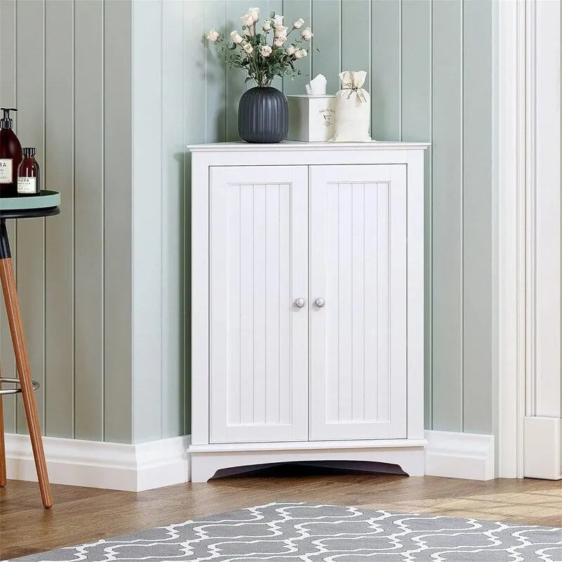 Armario esquinero con puertas, blanco/beige, 1 persona