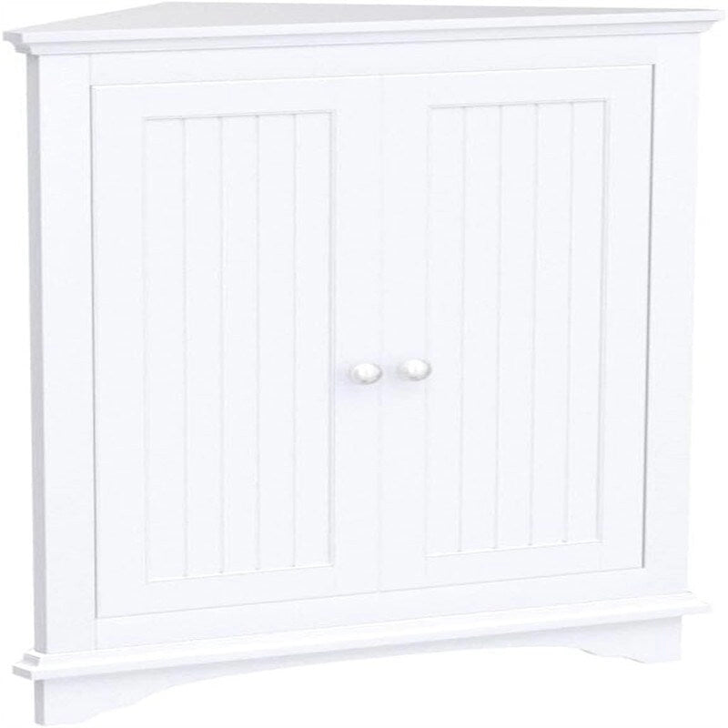 Armario esquinero con puertas, blanco/beige, 1 persona
