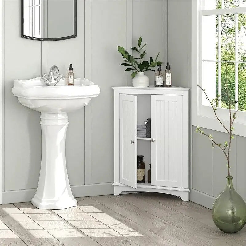 Armario esquinero con puertas, blanco/beige, 1 persona