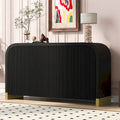 Aparador/bufé de 4 puertas en negro/blanco/azul marino con estantes ajustables