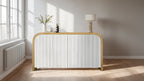 Wood Curved Corner Cabinet with Adjustable Shelves and 4 Door