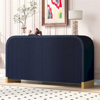 Aparador/bufé de 4 puertas en negro/blanco/azul marino con estantes ajustables