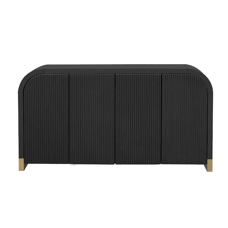 Aparador/bufé de 4 puertas en negro/blanco/azul marino con estantes ajustables