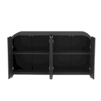 Aparador/bufé de 4 puertas en negro/blanco/azul marino con estantes ajustables