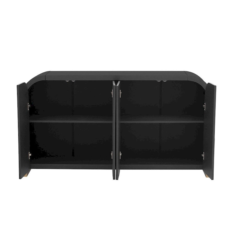 Aparador/bufé de 4 puertas en negro/blanco/azul marino con estantes ajustables