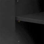 Aparador/bufé de 4 puertas en negro/blanco/azul marino con estantes ajustables