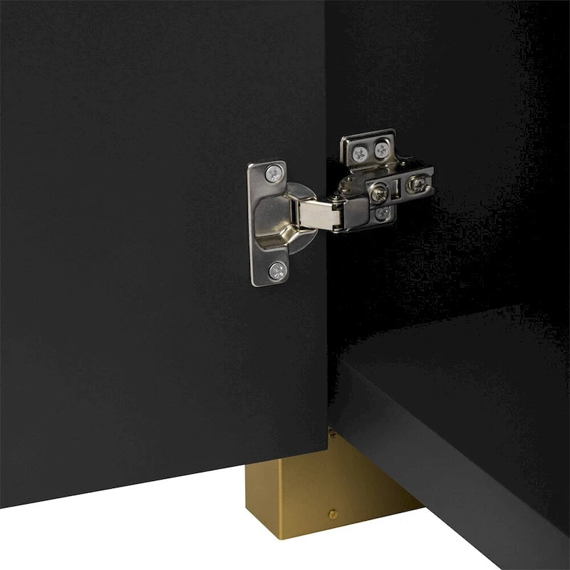 Aparador/bufé de 4 puertas en negro/blanco/azul marino con estantes ajustables