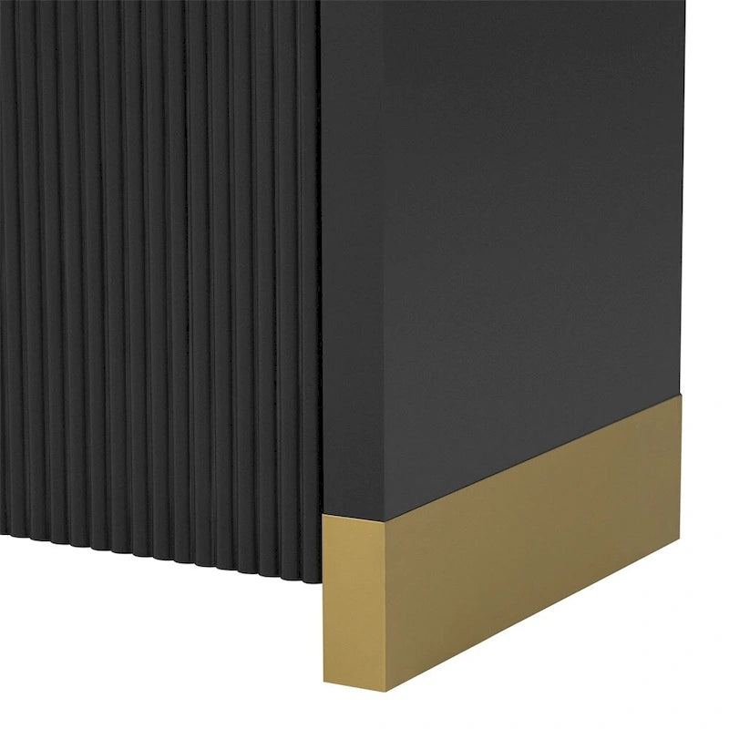 Aparador/bufé de 4 puertas en negro/blanco/azul marino con estantes ajustables